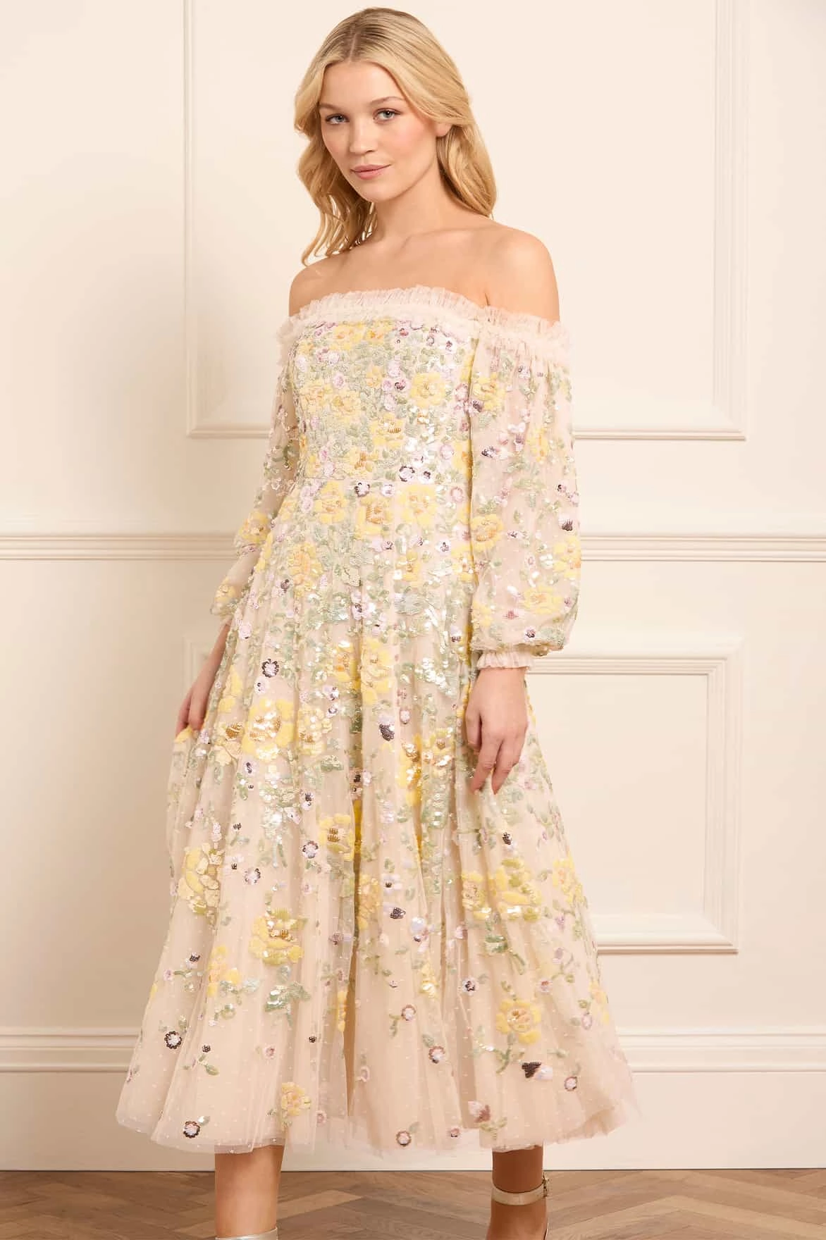 City Mood Elina Rose Off-Shoulder Ballerina Dress