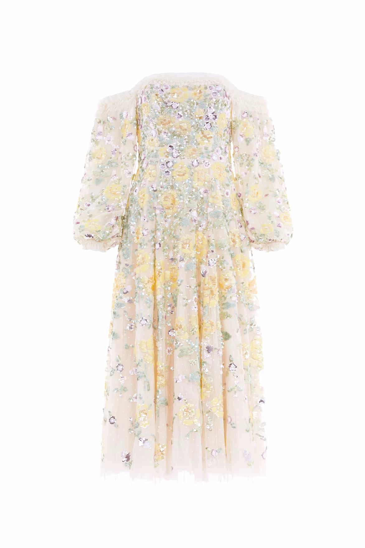 Hidden Zipper Elina Rose Off-Shoulder Ballerina Dress