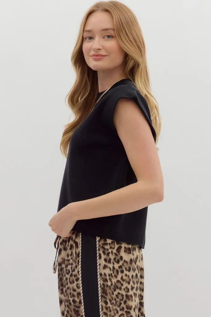 MicroPerforated Details Breathable mesh lining Elise Cap Sleeve Top