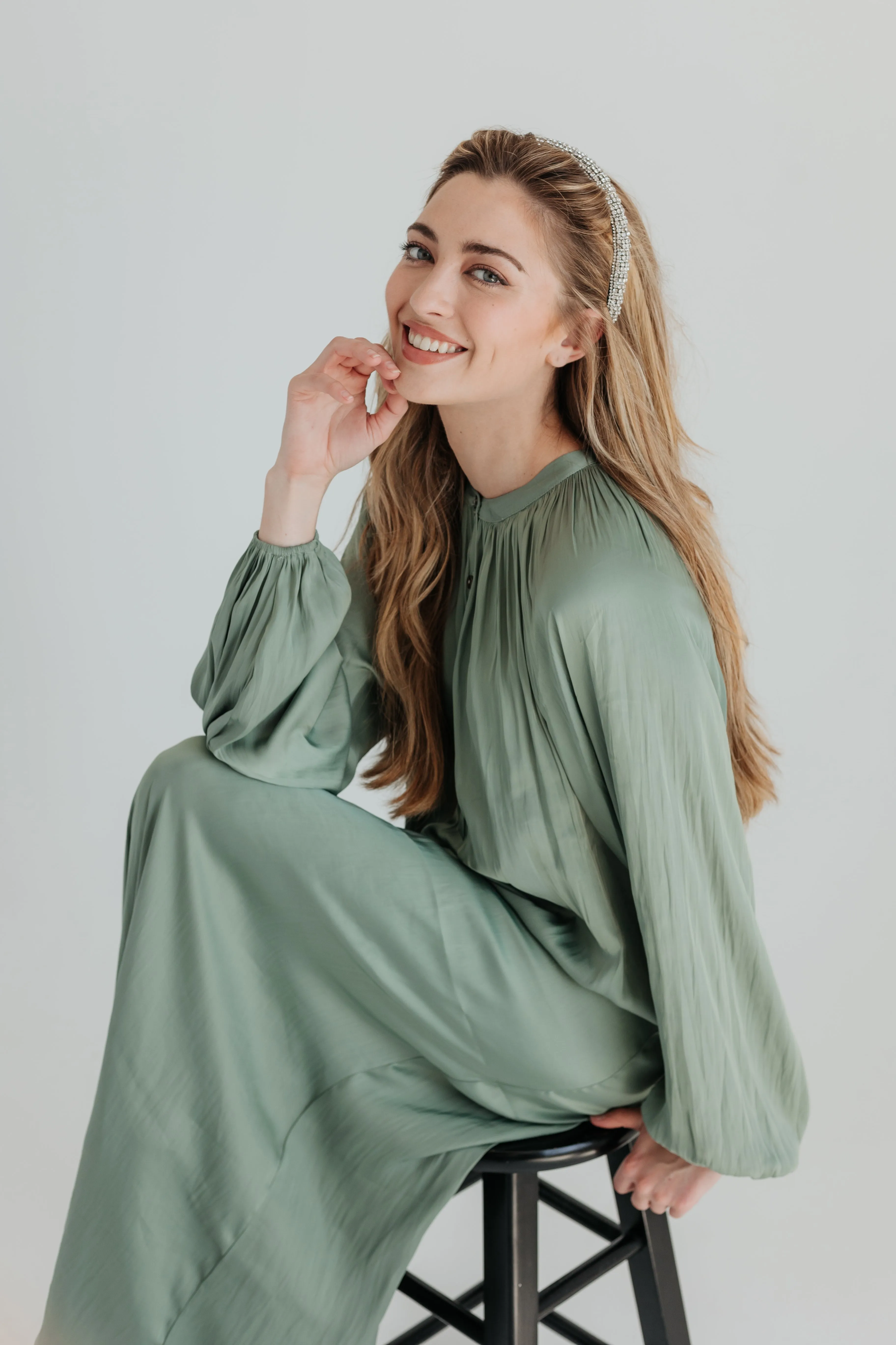 Ella Maxi Dress - Sage windproof