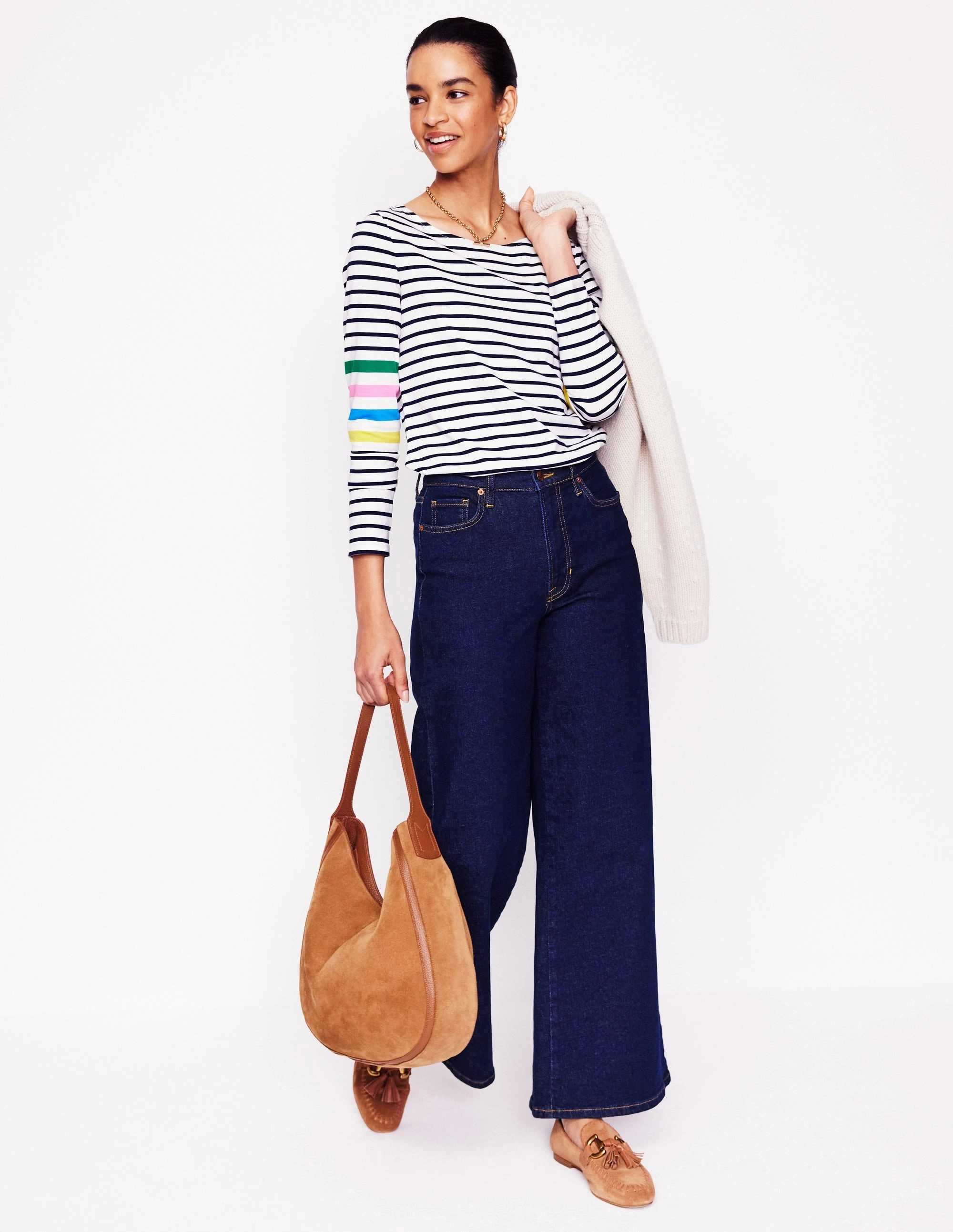 HypoallergenicMaterial Convertible Sleeve Adaptation Ella Long Sleeve Breton-Ivory Multi Arm Placement