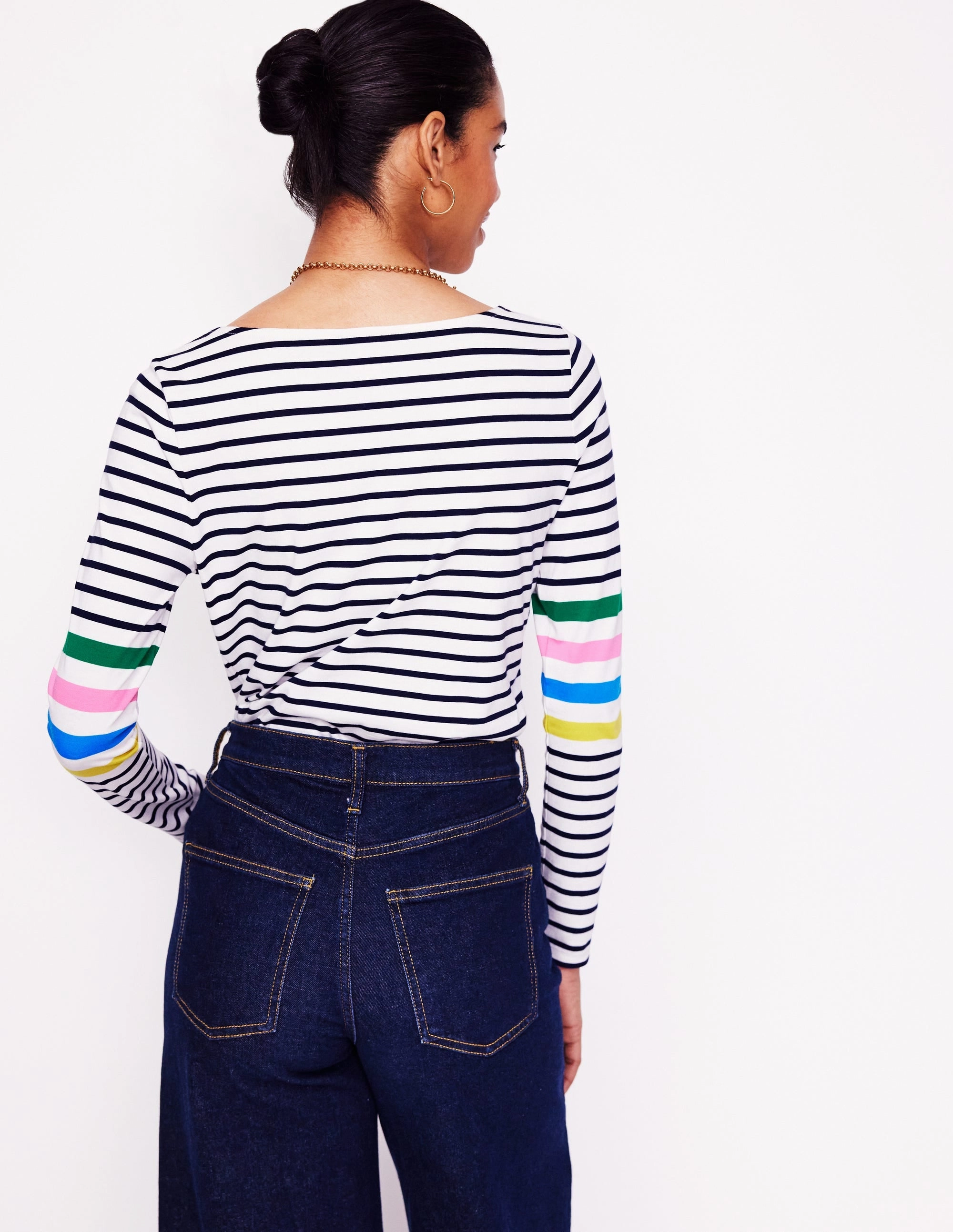 Ella Long Sleeve Breton-Ivory Multi Arm Placement DurableStitching NeutralPalette