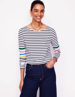 Ella Long Sleeve Breton-Ivory Multi Arm Placement Noise Reducing Fabric Treatment Antistatic