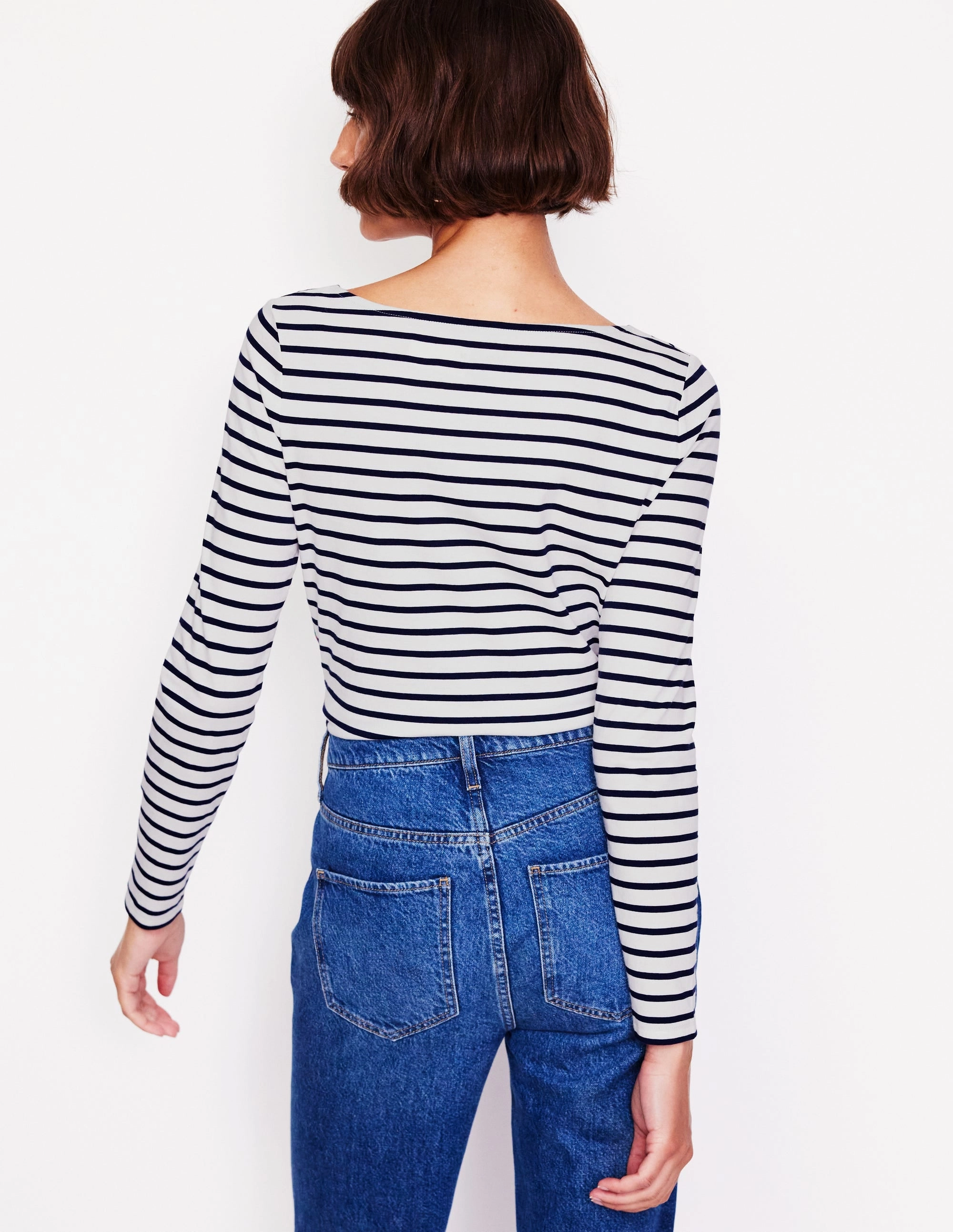 Ella Long Sleeve Breton-Ivory, Navy, Falalala UV Protection Enhanced