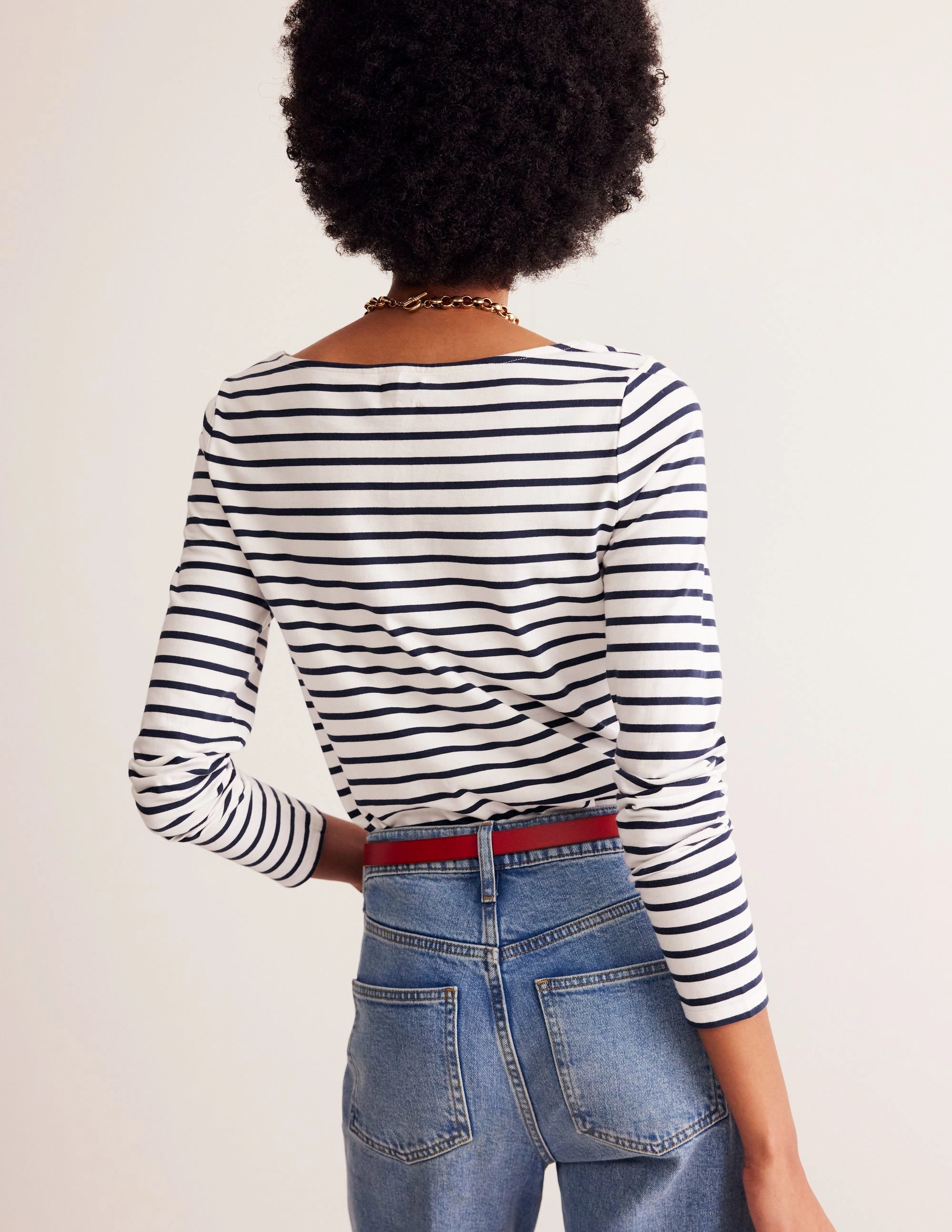 Adjustable Cuffs Wicking Inner Lining Ella Long Sleeve Breton-Ivory, Navy