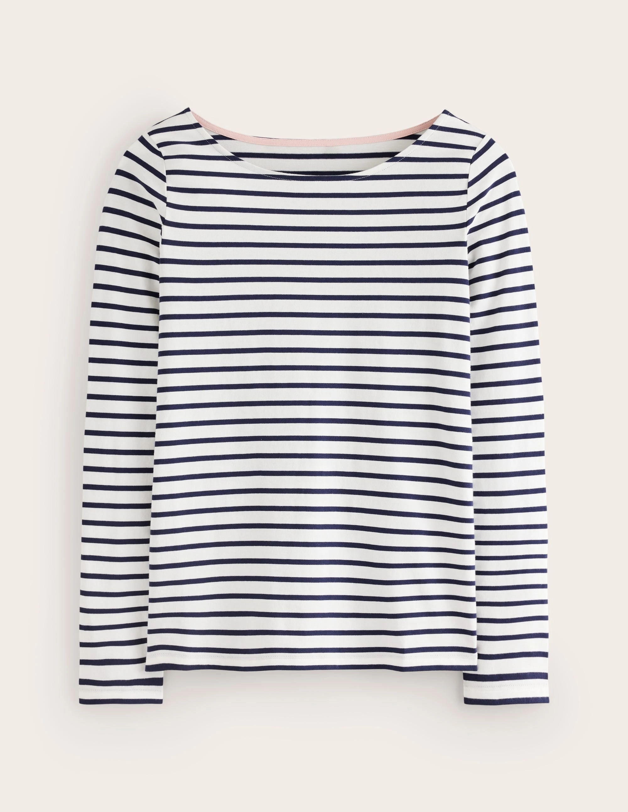 Grid Back Panel Hypoallergenic Textile Ella Long Sleeve Breton-Ivory, Navy