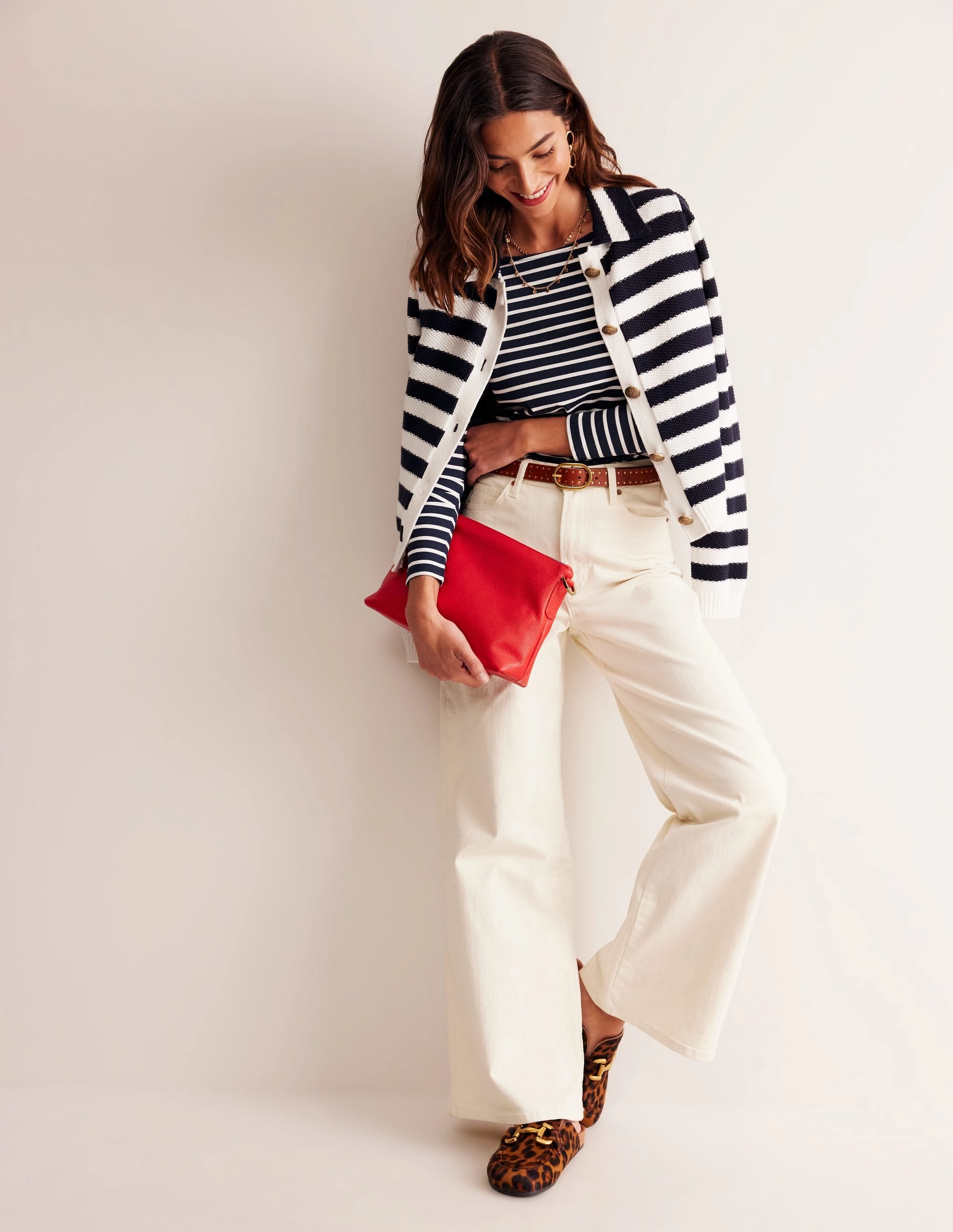 ThermalRegulating Fabric SlimFitAdaptation Ella Long Sleeve Breton-Navy, Ivory