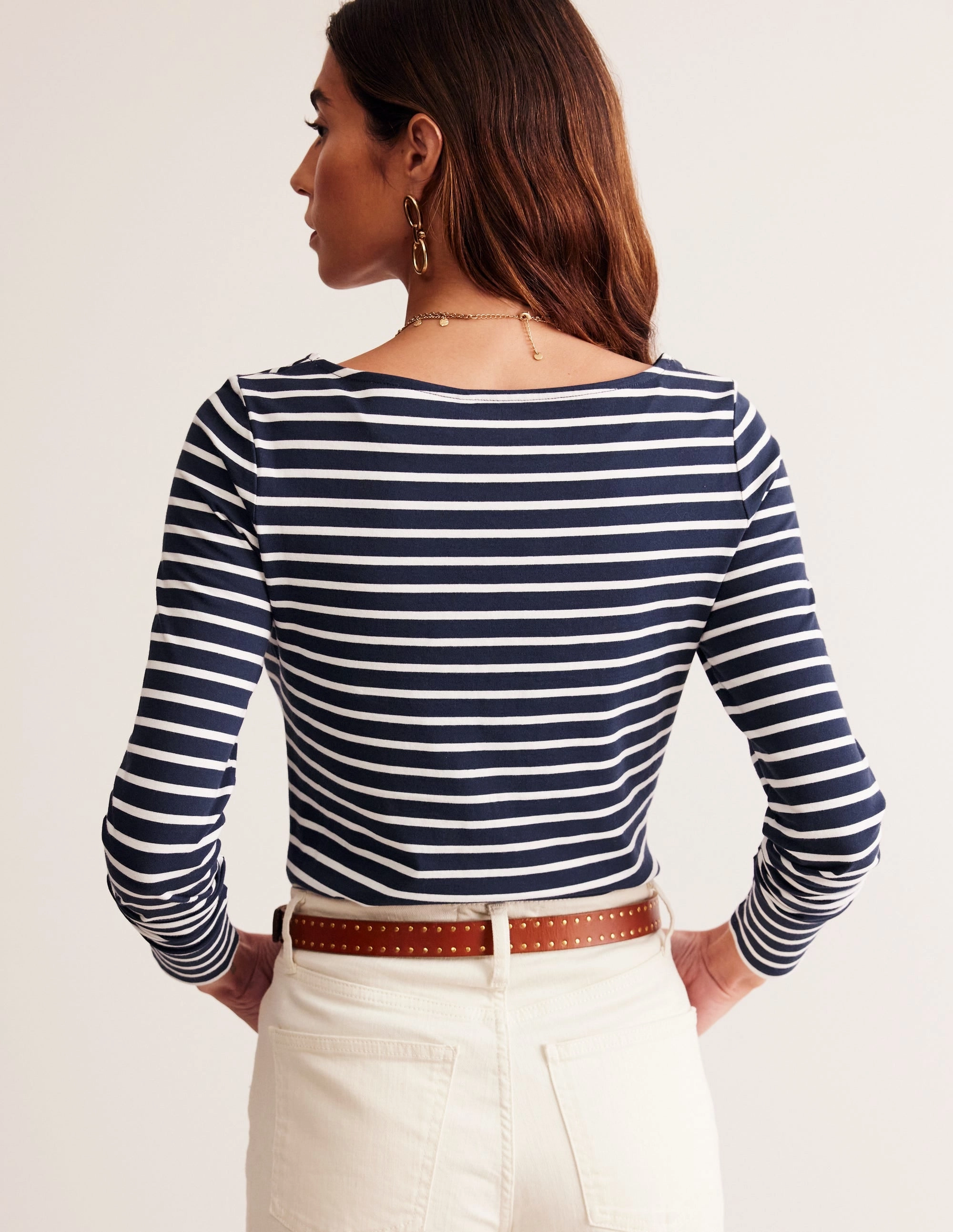 Ella Long Sleeve Breton-Navy, Ivory SustainableBlend AbrasionResistant
