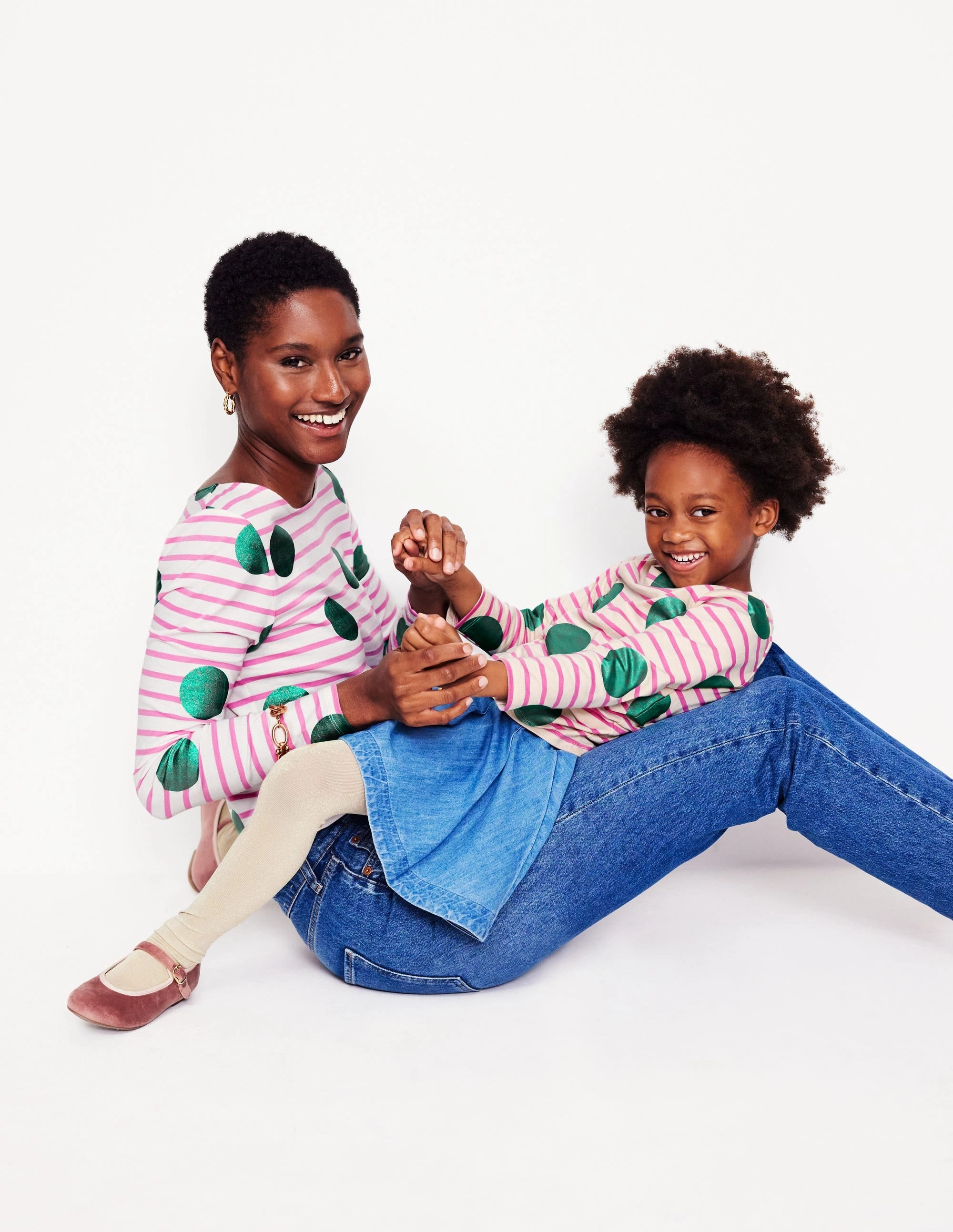 OdorResistantFinish VNeckReinforcement Ella Long Sleeve Breton-Pink, Ivory, Green Spot