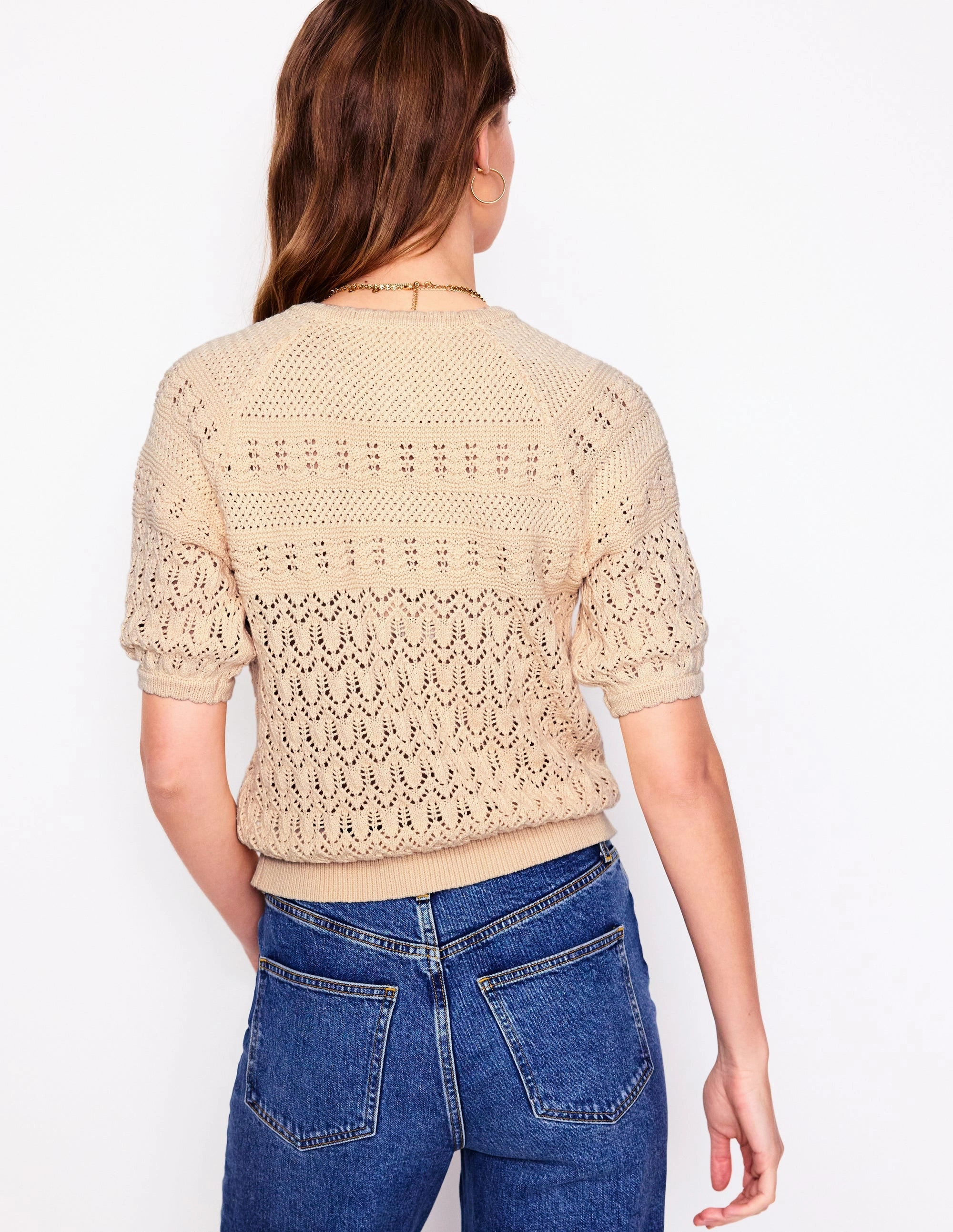 Elodie Stitch Crew Cardigan-Warm Ivory Heat Retention Technology Reinforced Stress Points