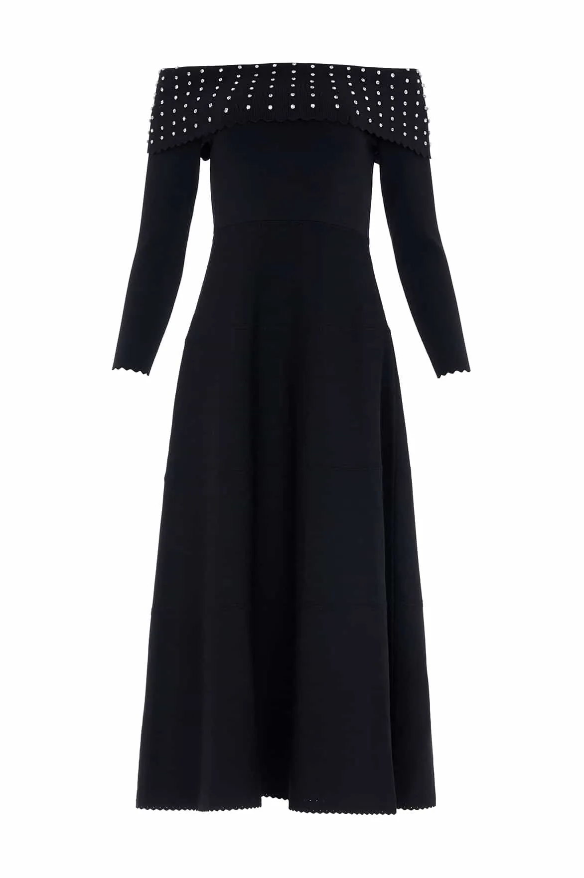 Flowy summer gown Embellished Bardot Knit Gown