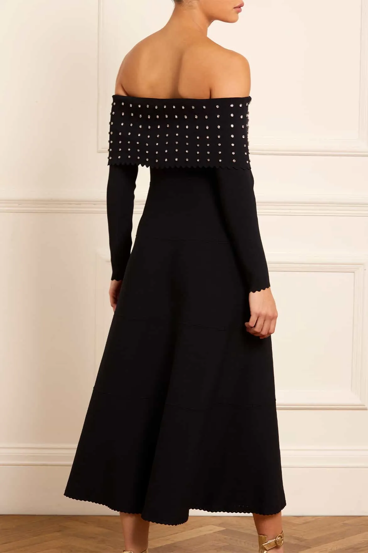 Walk Grace Flattering Shape Wear Embellished Bardot Knit Gown