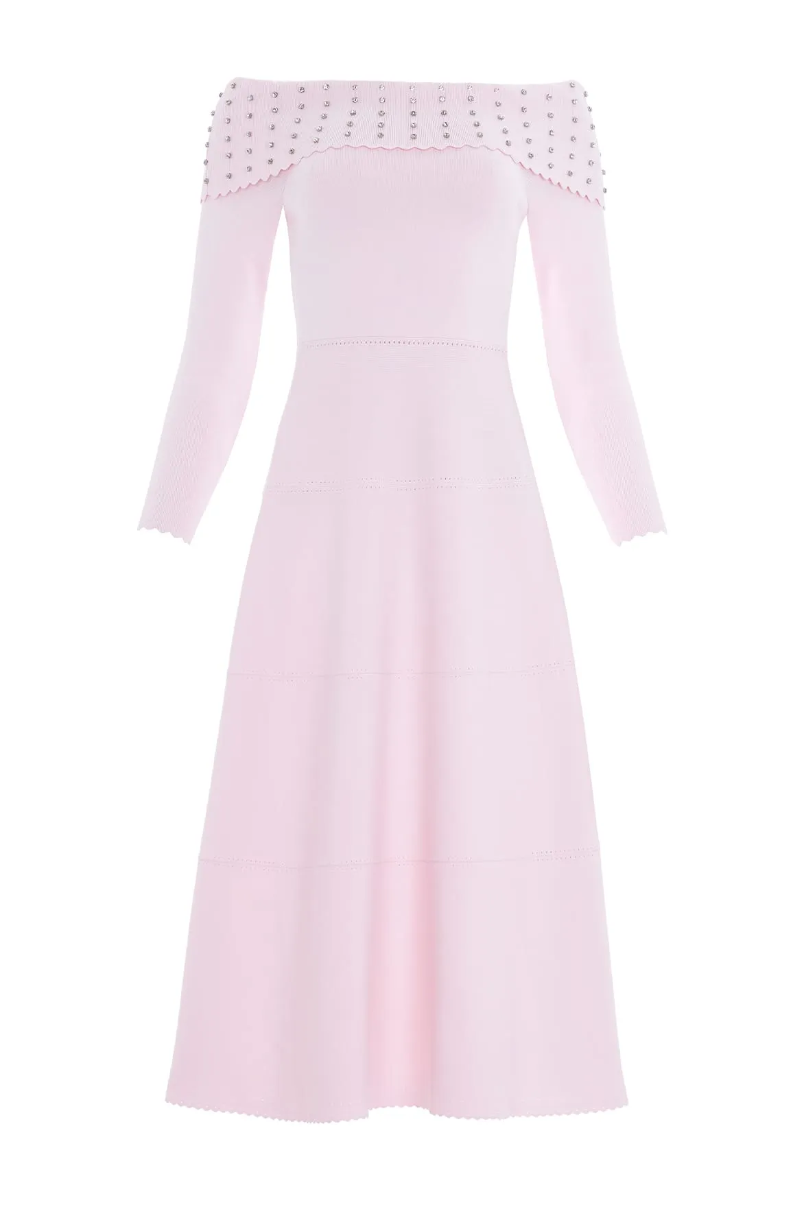 Embellished Bardot Knit Gown Effortless Layer Wear Skin Touch
