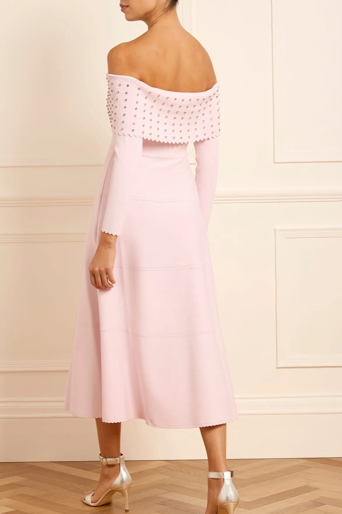 Embellished Bardot Knit Gown Relaxed Vibe