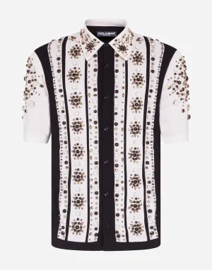 Embellished Striped Polo Shirt