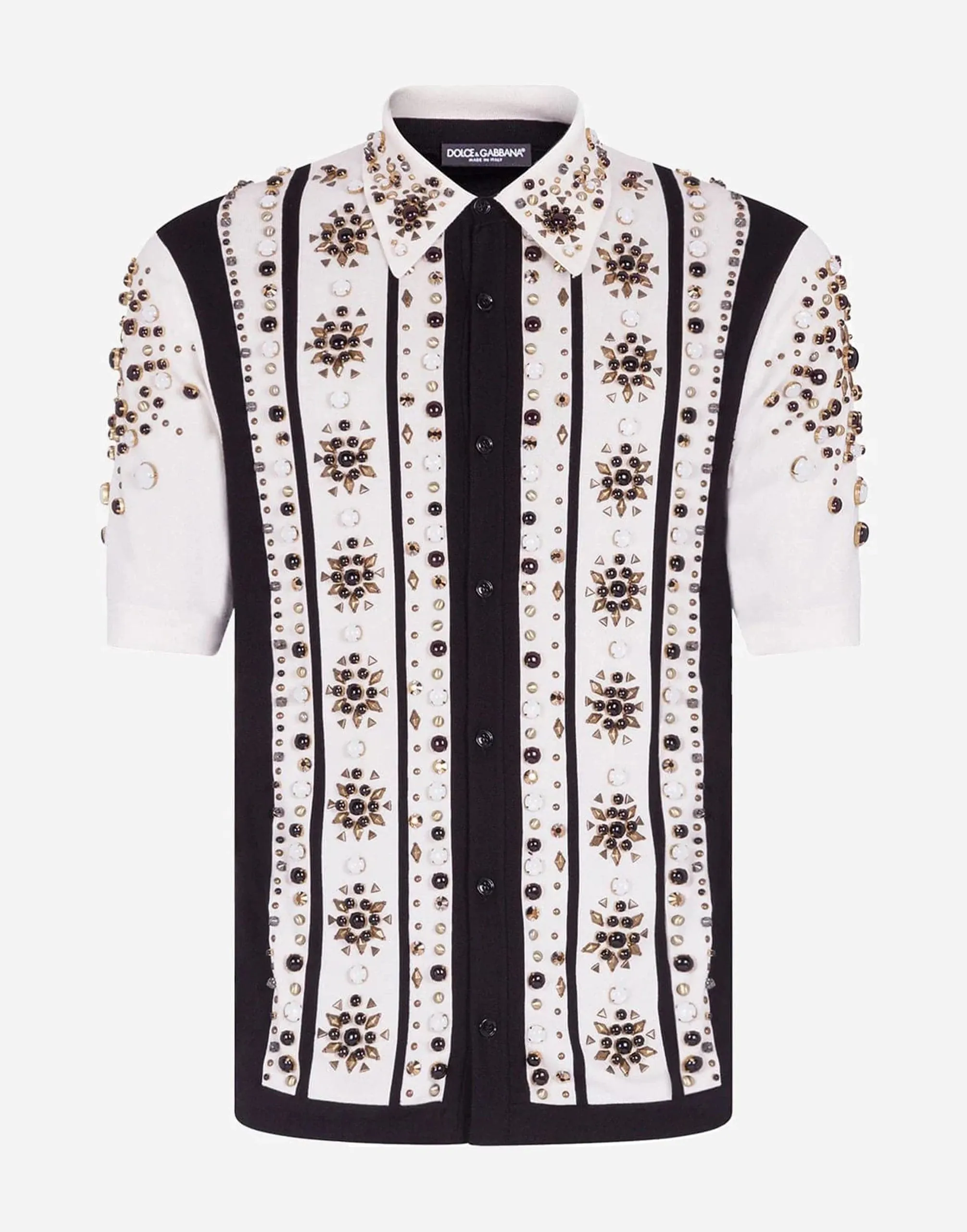 Embellished Striped Polo Shirt