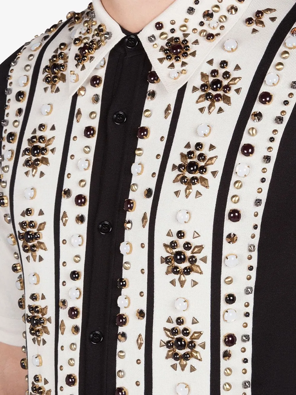 Embellished Striped Polo Shirt