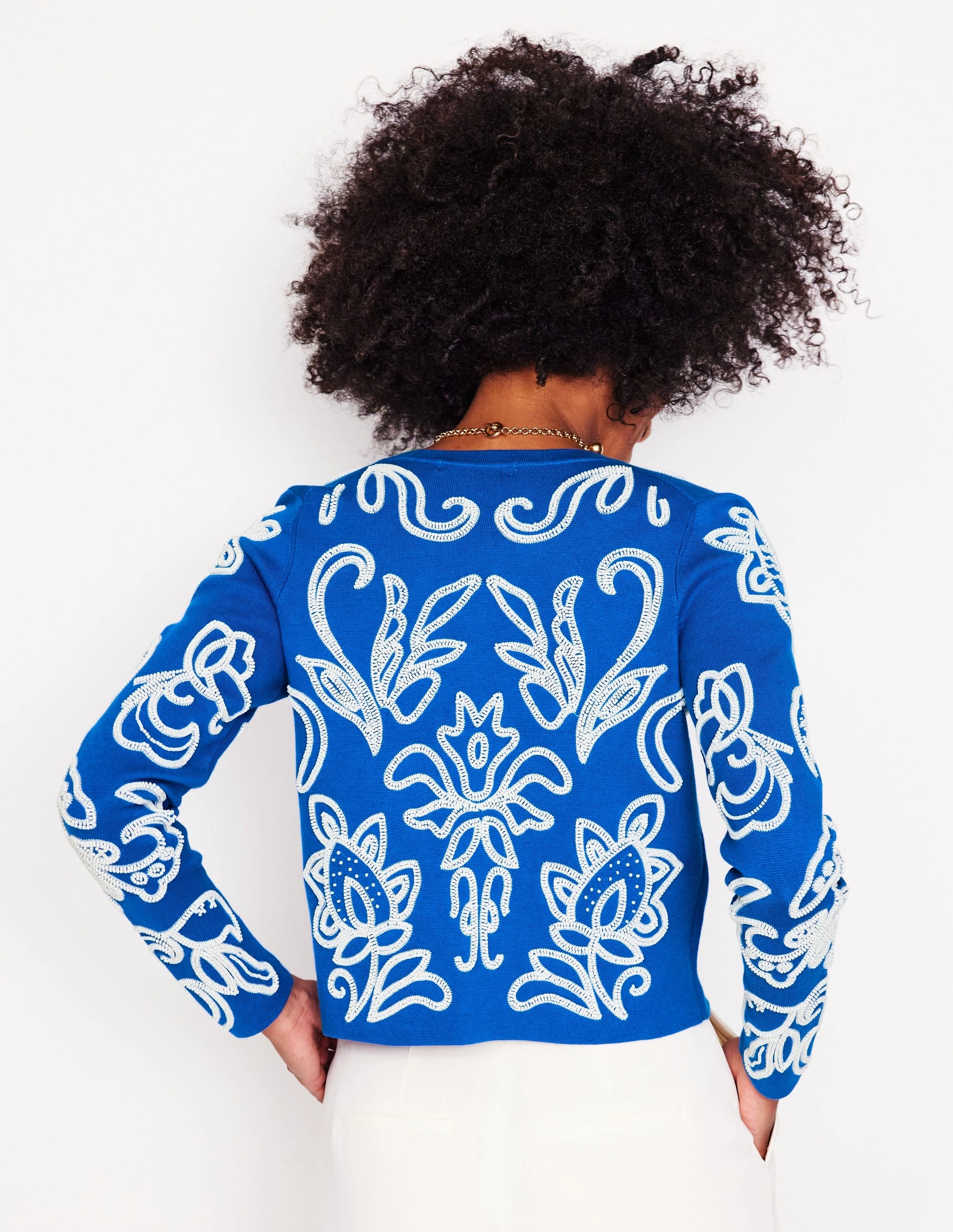 Embellished  Cardigan-Gallery Blue Winter Travel Clean Lines