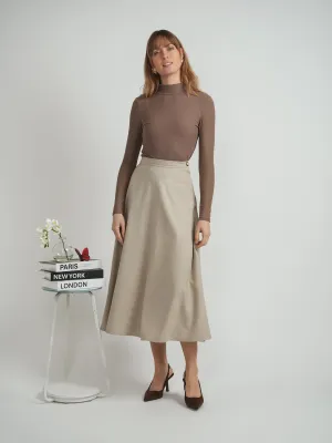 Chic Look Urban Edge Viva K Oatmeal Wool Midi Skirt WB5CM1700SM