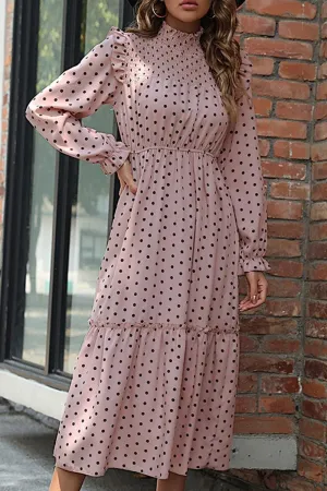 POLKA DOT LACED SHOULDER MAXI DRESS Stylish day dress