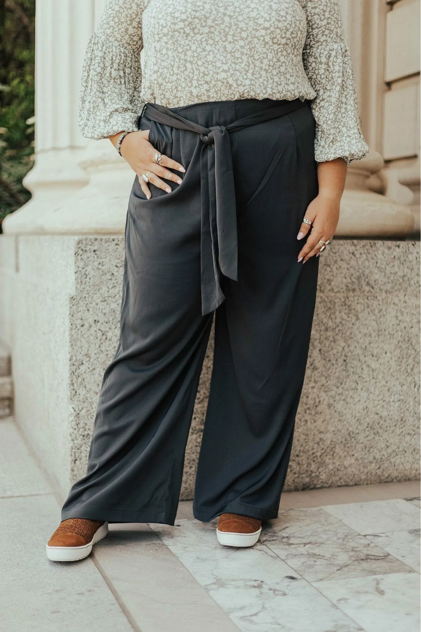 Fast Move Emma High Waist Pants Two Charcoal