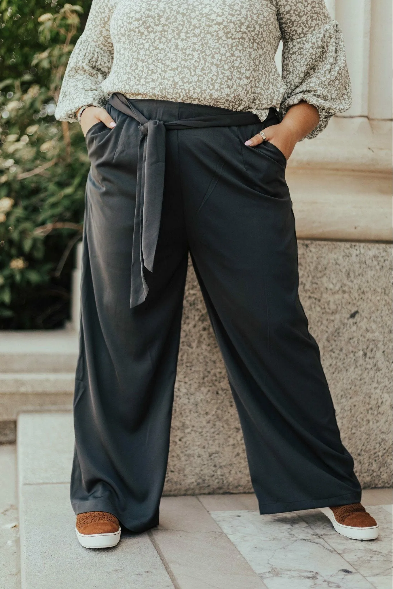Cozy and Relaxed Emma High Waist Pants Two Charcoal