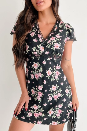 Endless Rose Floral Mini Dress (Black) bold appearance