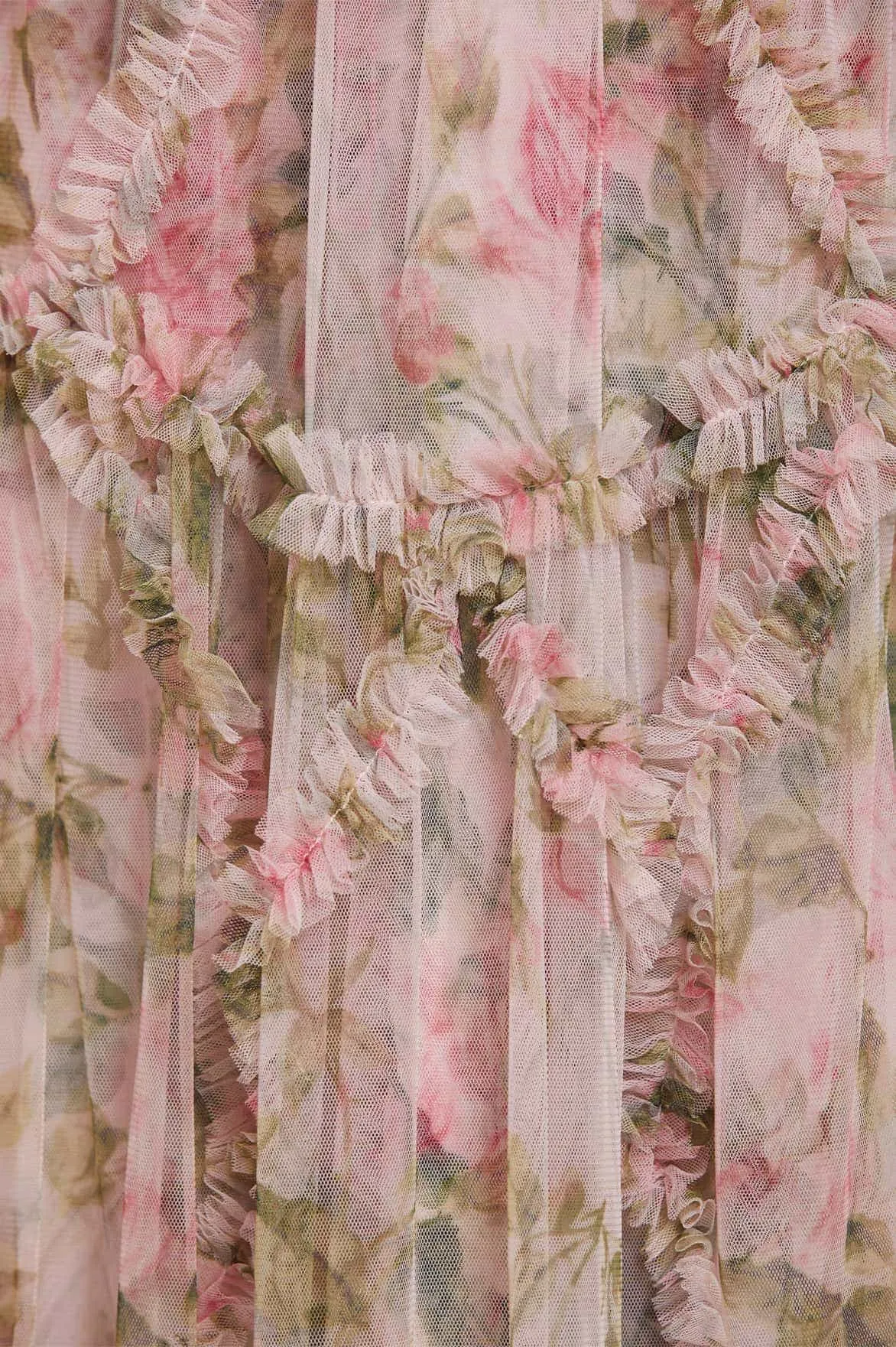 English Rose Diamond Ruffle Gown Printed-Lining
