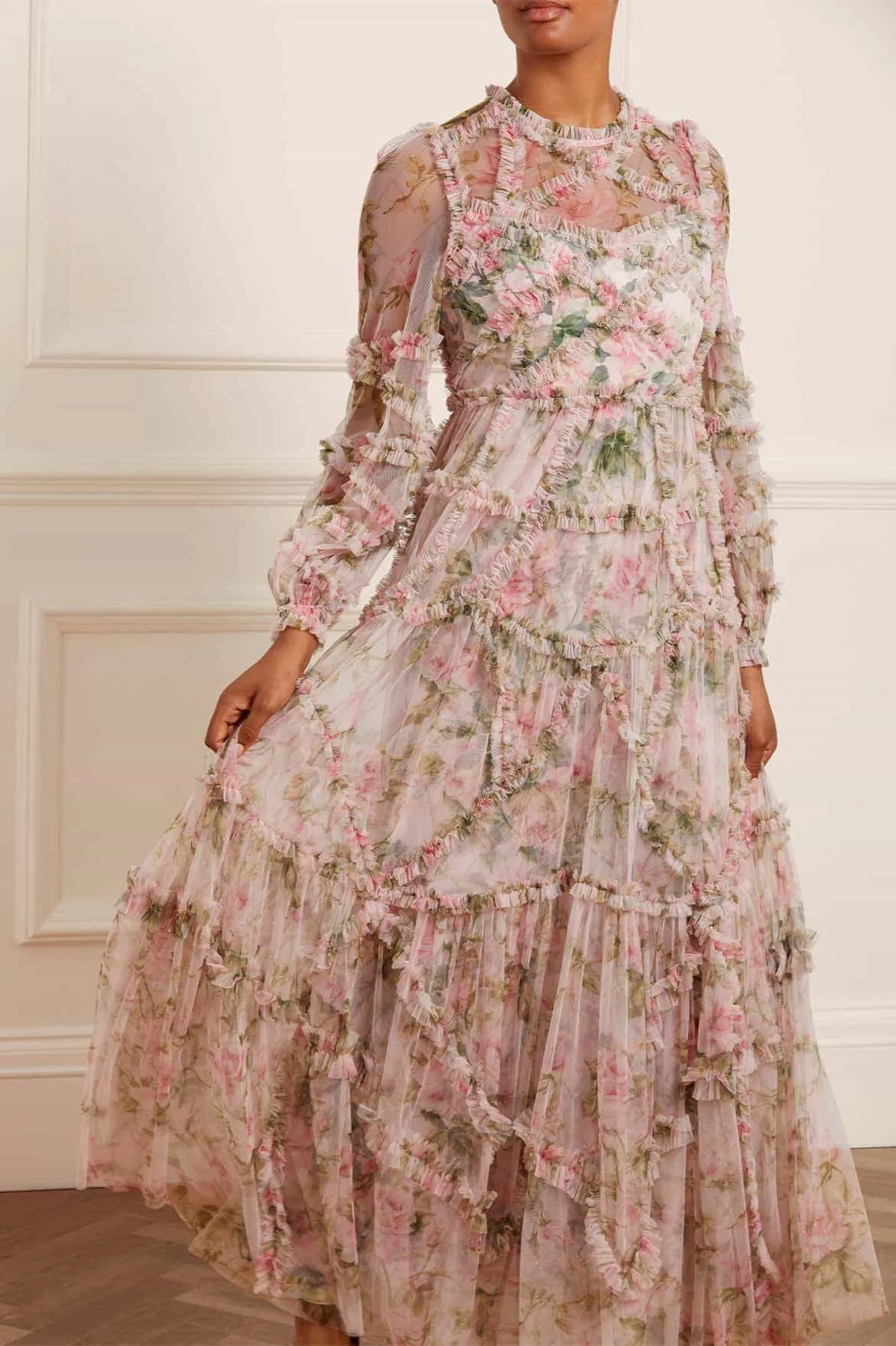 English Rose Diamond Ruffle Gown Easy Layers Layered Design