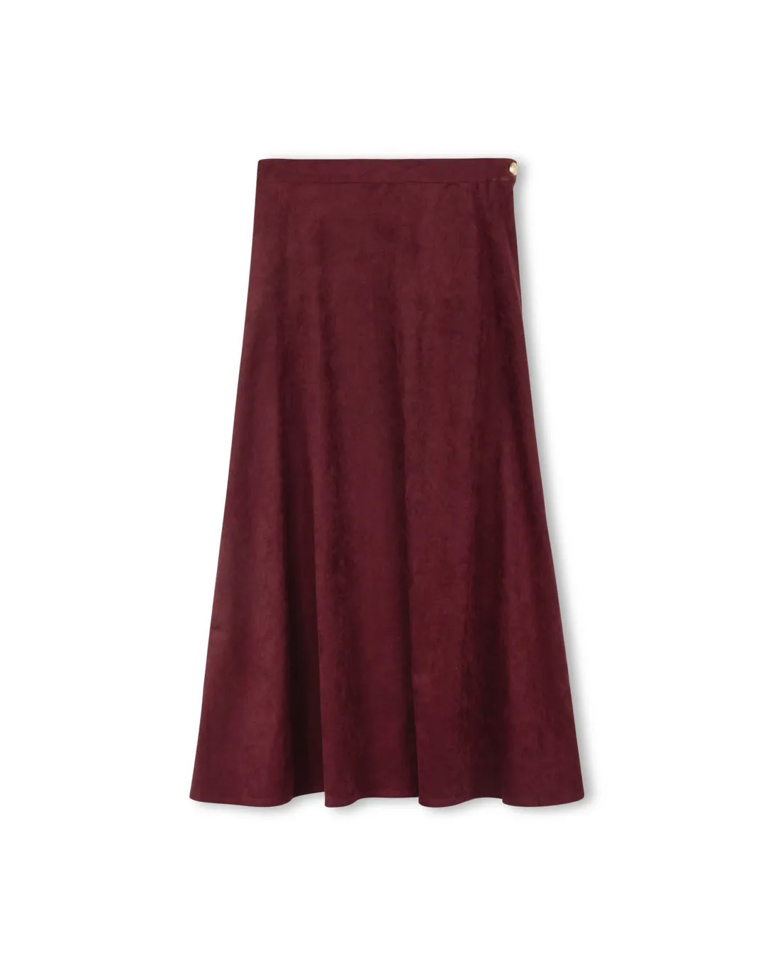 Epik Burgundy Suede Maxi A Line Skirt W-22736 Pleated Construction