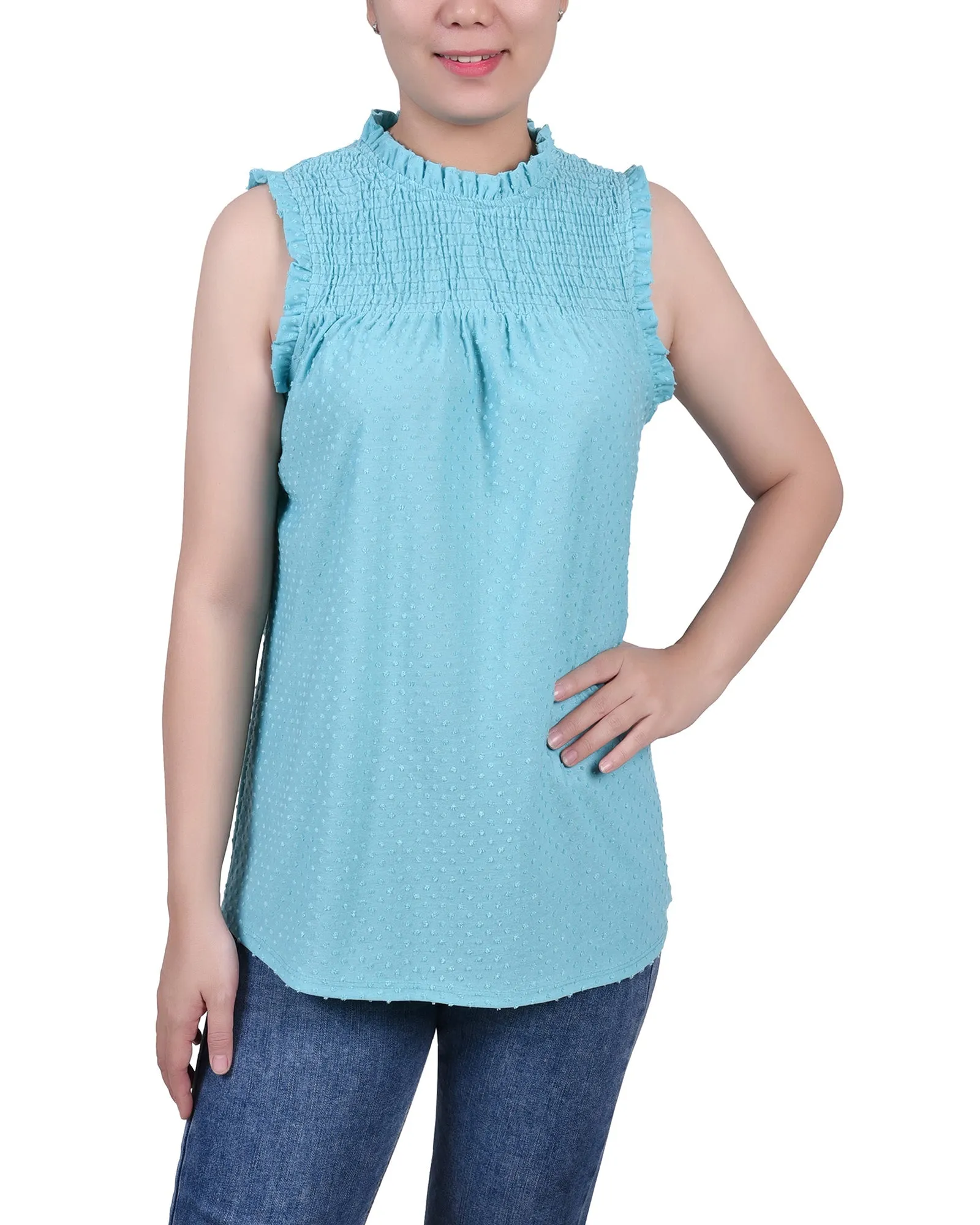TaglessDesign Sleeveless Yoke Top With Ruffles