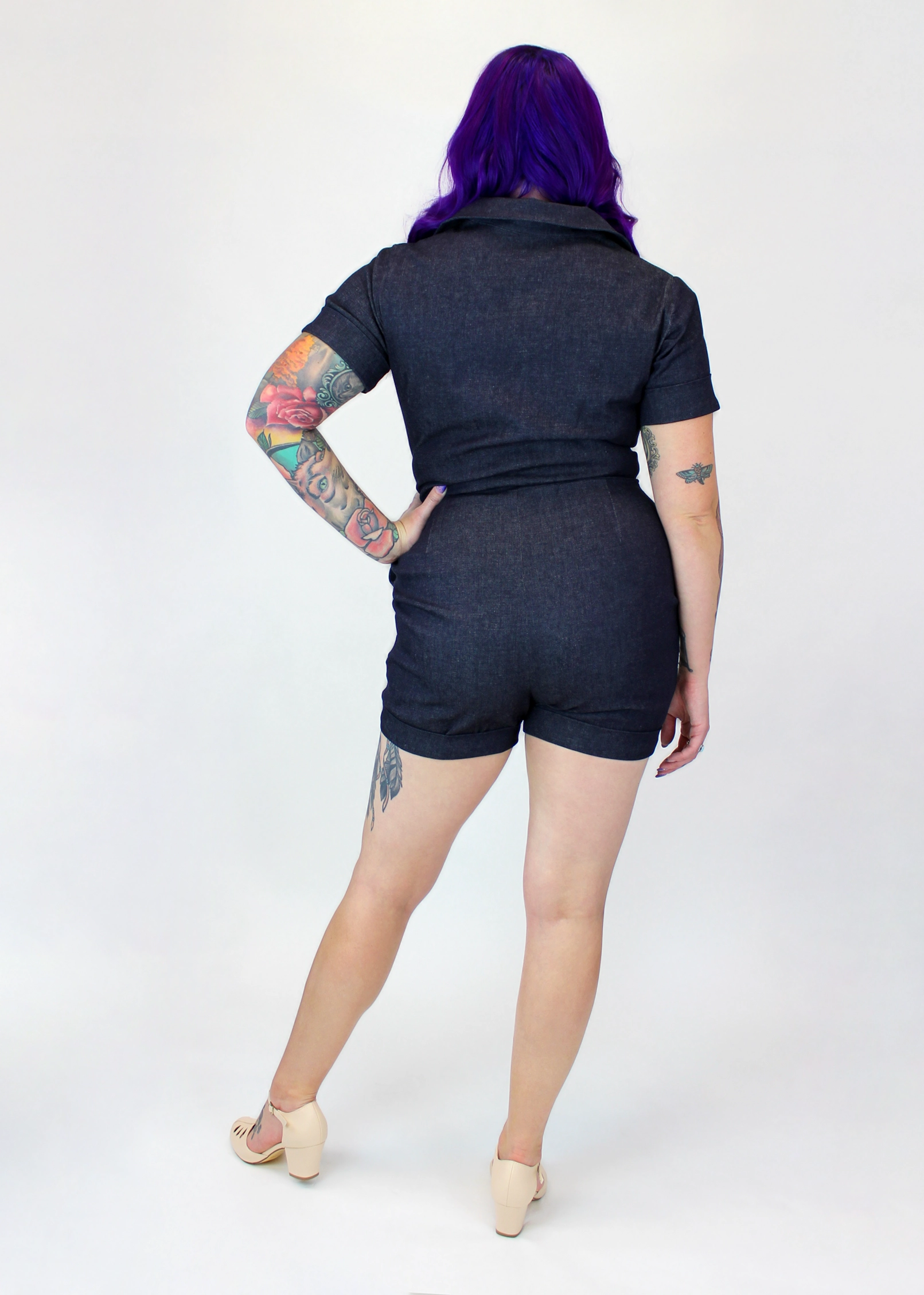 One Piece Denim Romper #DRS Relaxed Basic Casual Bold