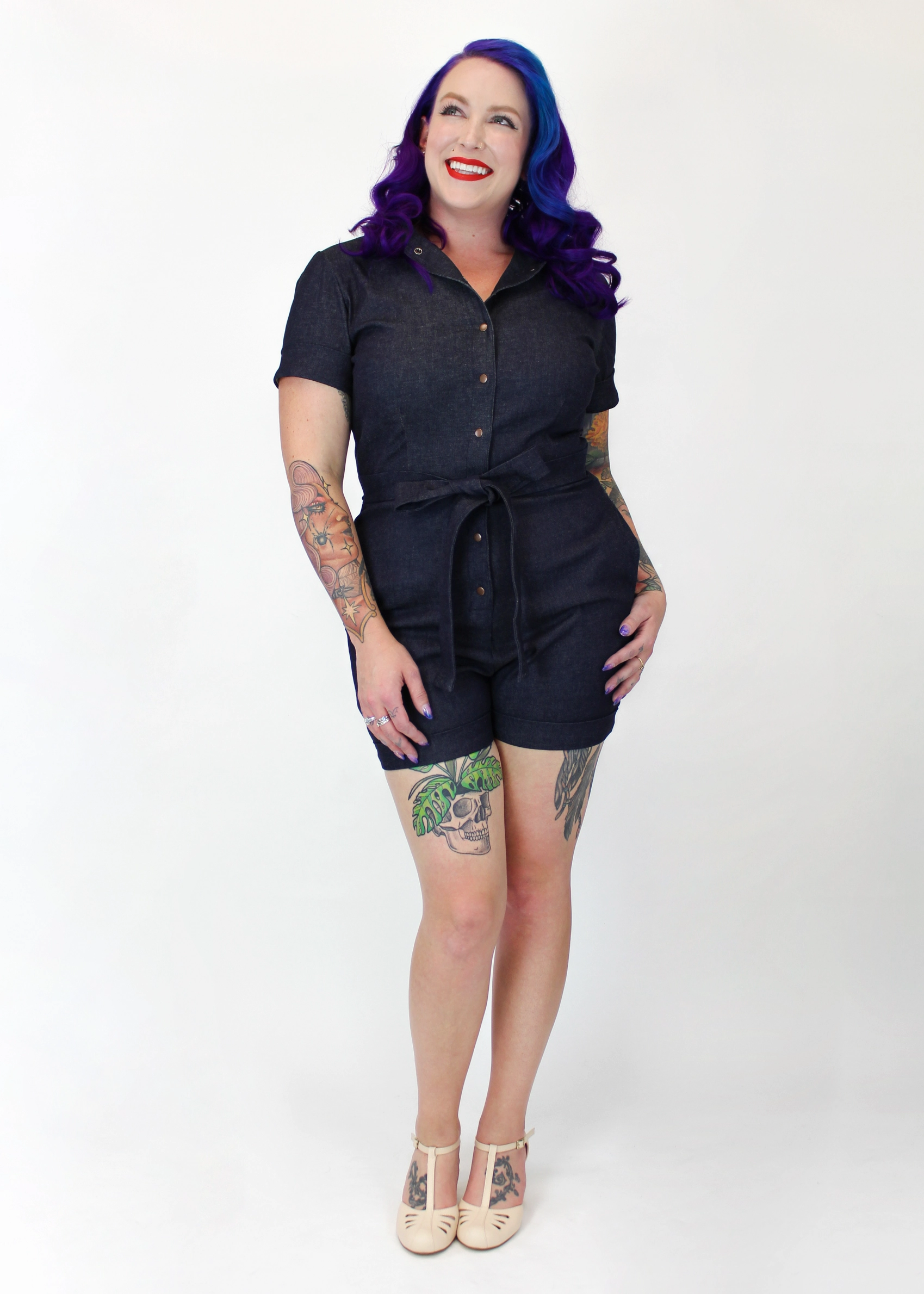 Sporty Stylish Fine Casual One Piece Denim Romper #DRS