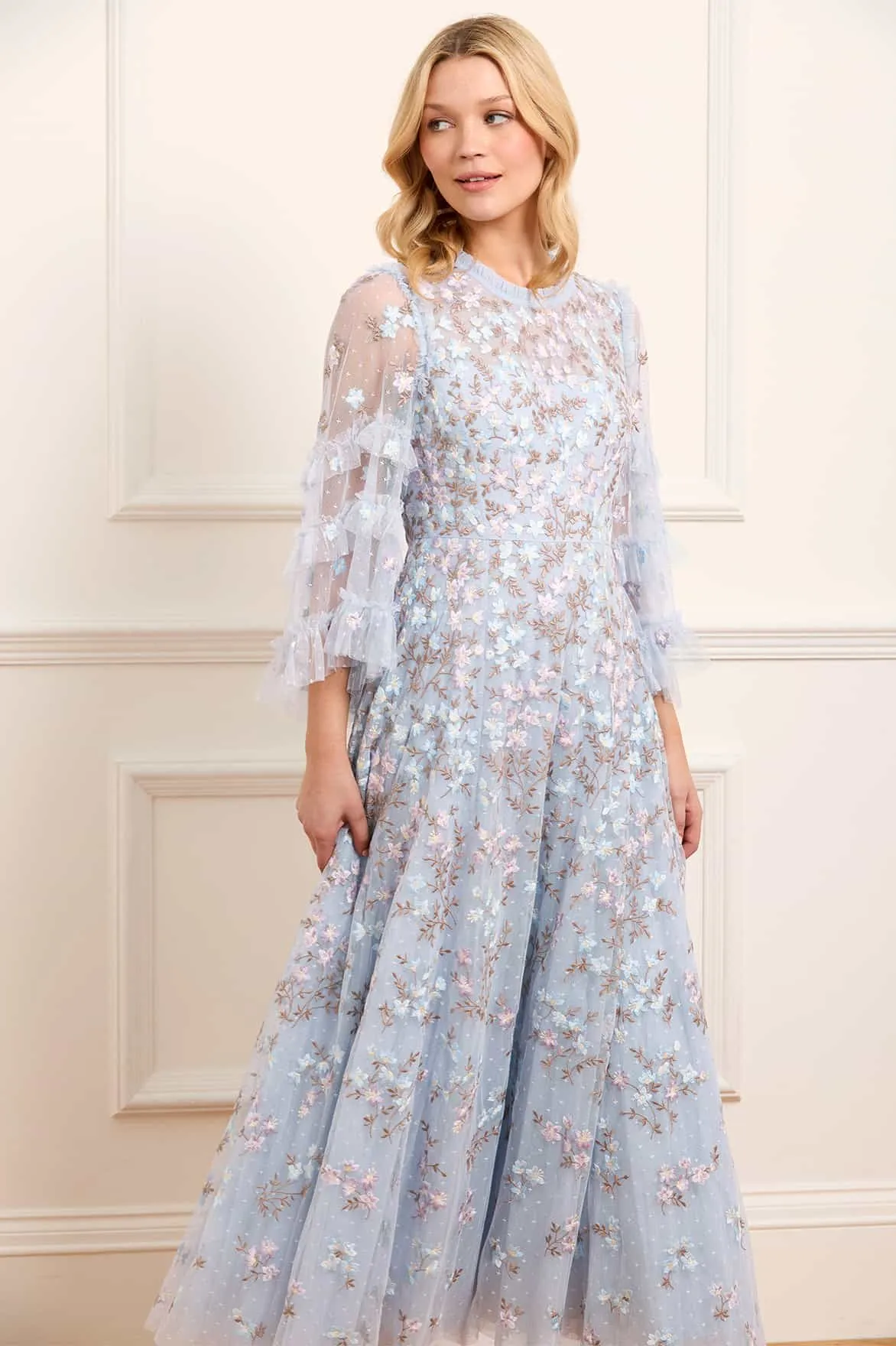 Everett Bloom Round Neck Ankle Gown Light Attitude