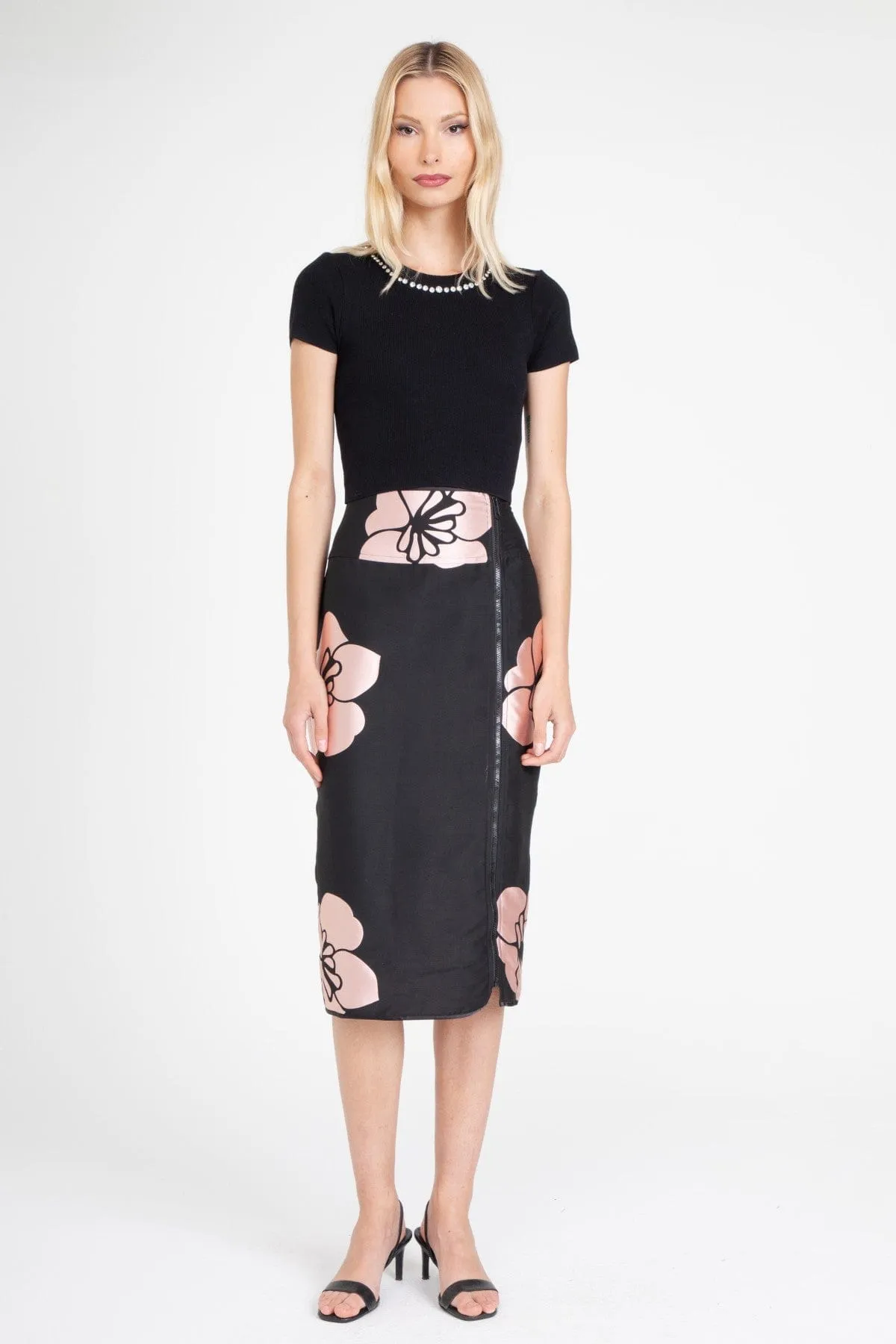 Double Layered Design Figure Flattering Rosaline Pencil Skirt ?C Ikebana