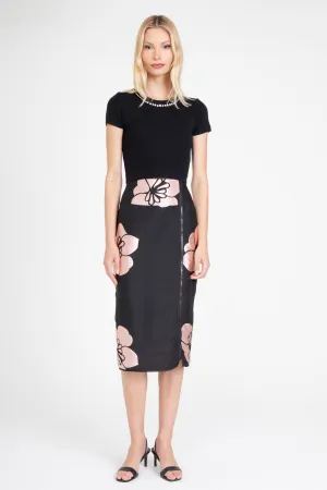 Double Layered Design Figure Flattering Rosaline Pencil Skirt ?C Ikebana
