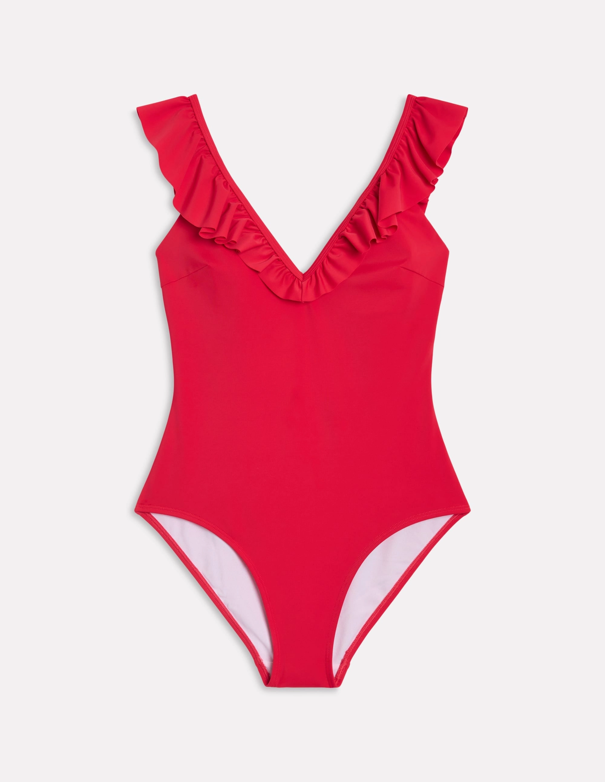 Evia Ruffle Swimsuit-Tulip Red Summer Ready Durable Elastic Binding