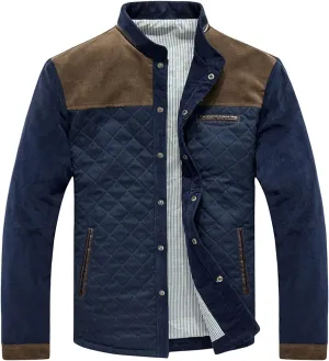 evzosrz Men's Diamond Quilted Puffer Down Jacket Lightweight Zipper Button Down Business 2024 Casual Long Sleeve Shirts Coats