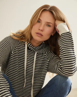 Cotton Cashmere Stripe Lounge Hoody Chic Silhouette