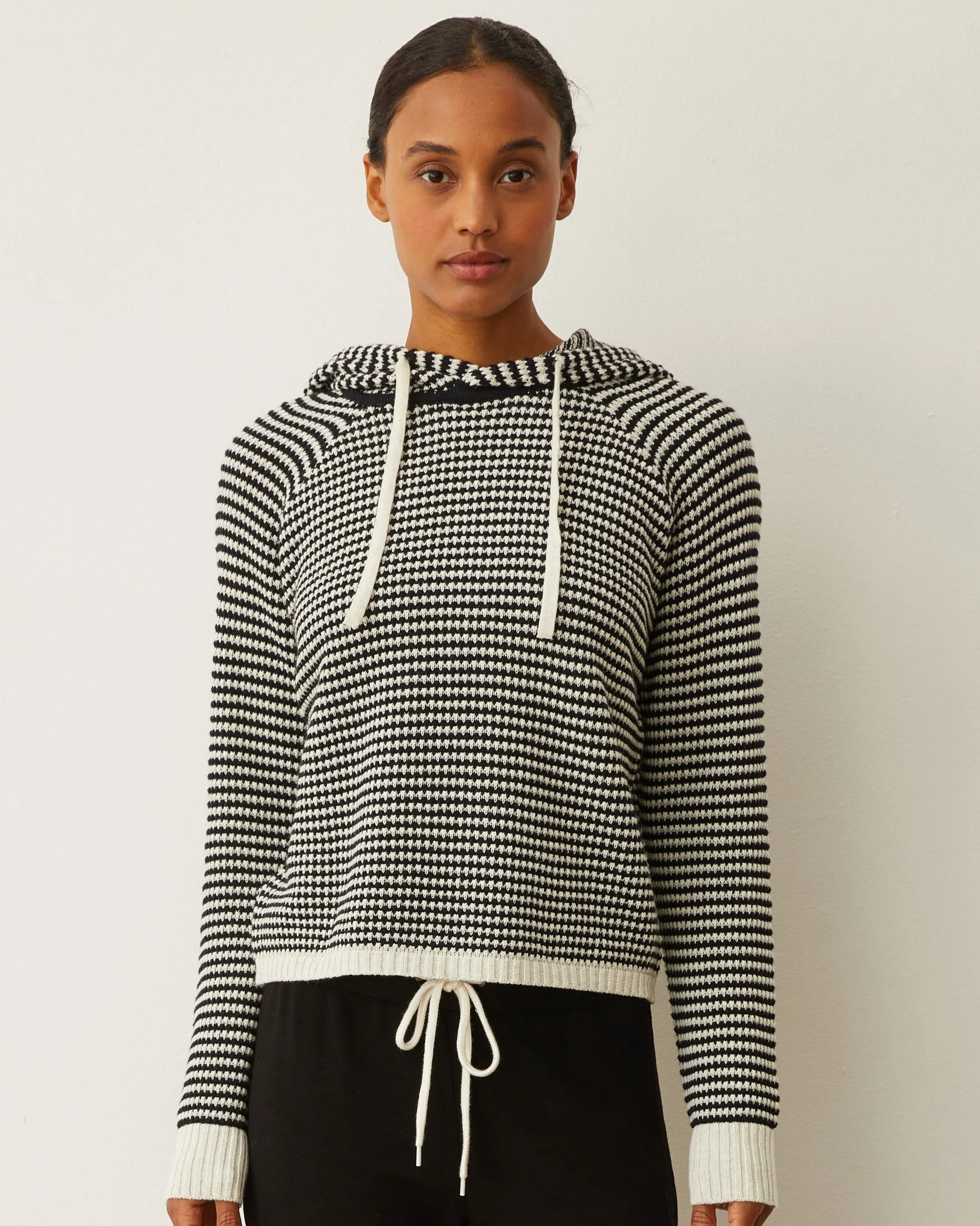 Elegant Vibe Cotton Cashmere Stripe Lounge Hoody