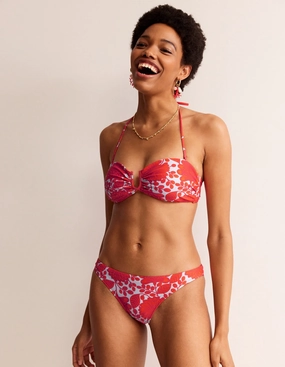 Reversible design Summer Fashion Classic Bikini Bottoms-Fire Cracker, Gardenia Swirl