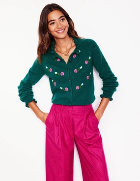 Versatile Layered Fae Embroidered Cardigan-Glade Green