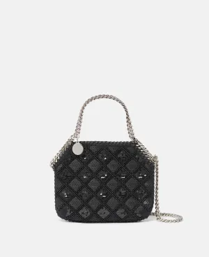 Falabella Checked Sequin Embroidery Evening Tote Bag