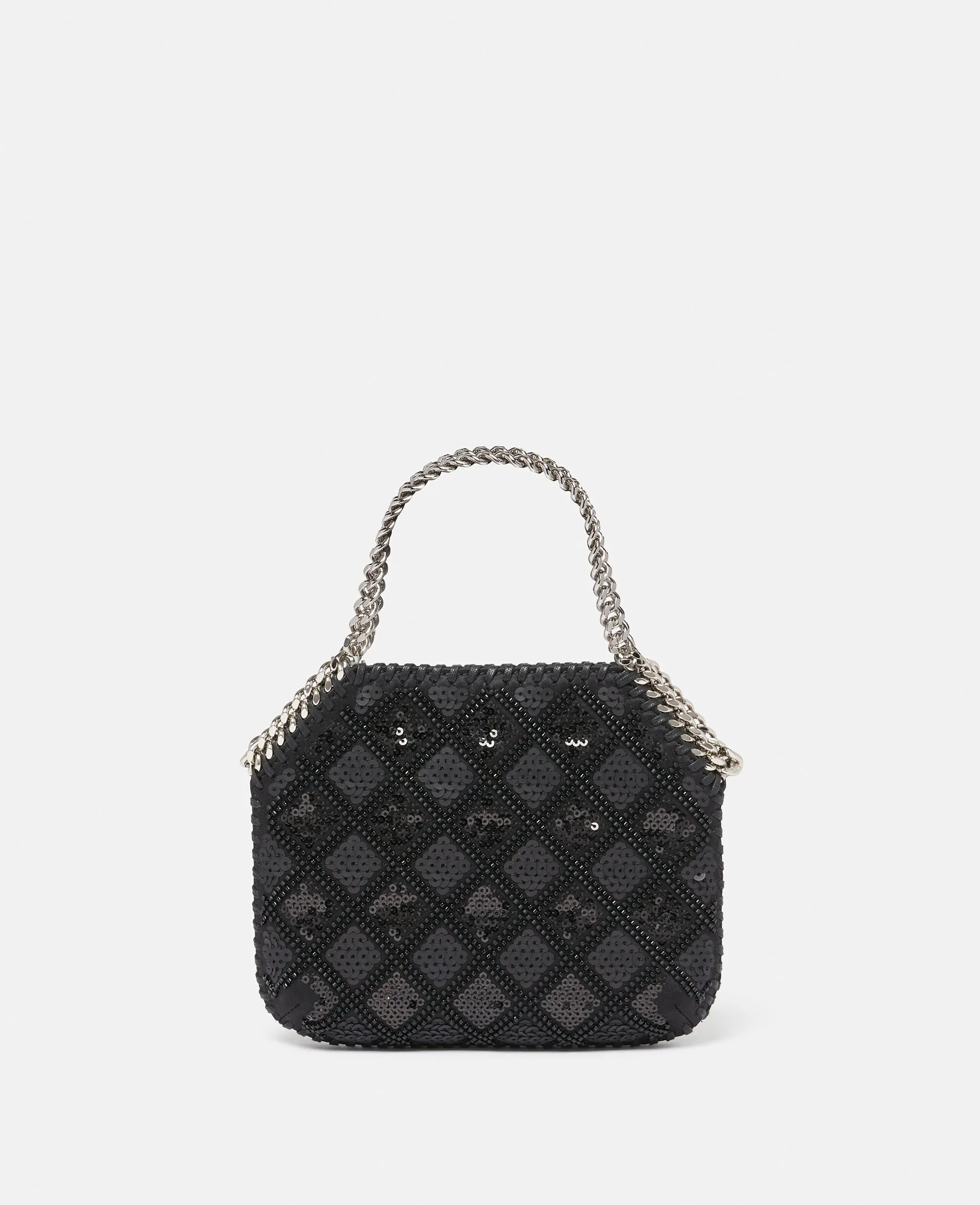 Falabella Checked Sequin Embroidery Evening Tote Bag