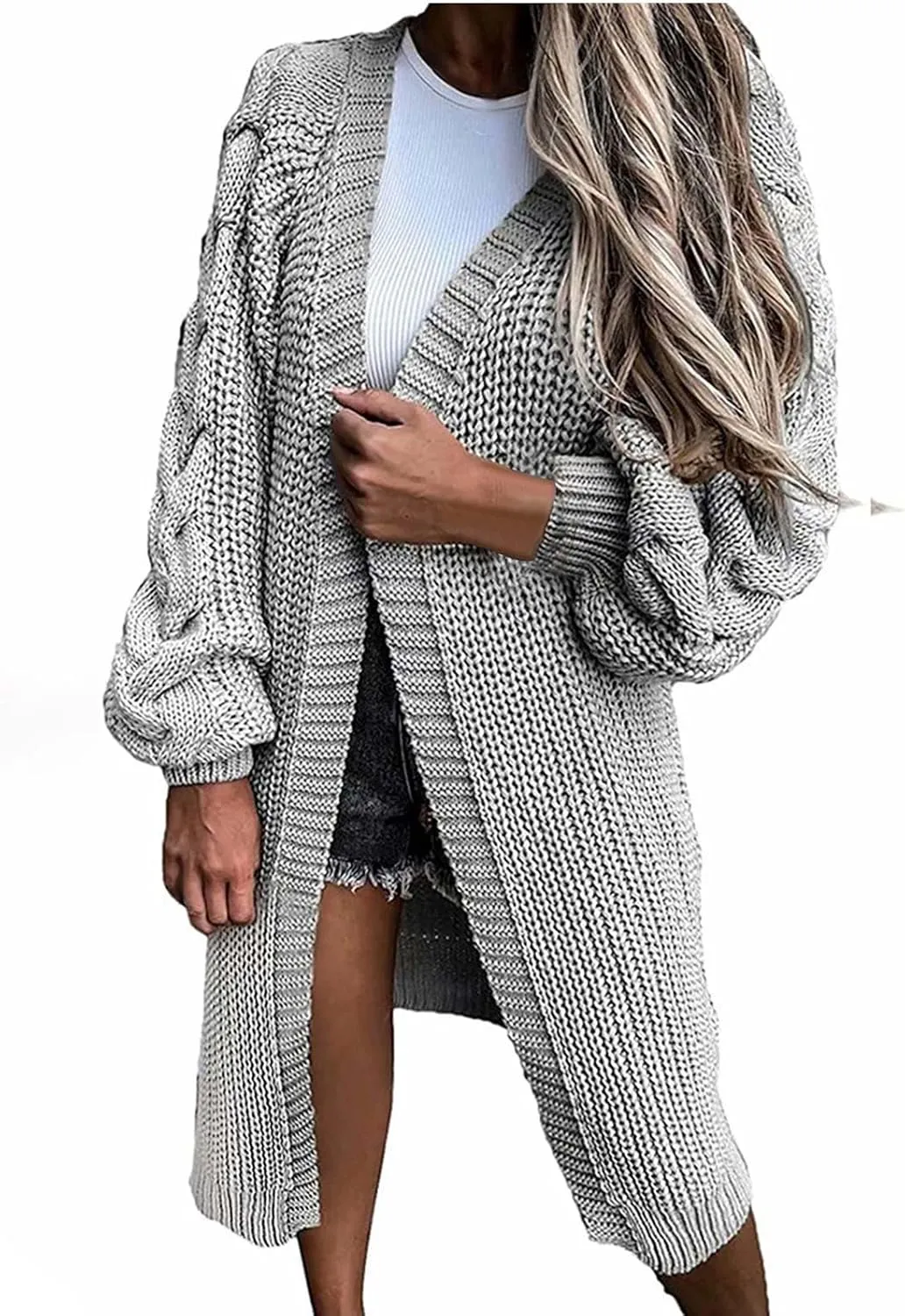 Fall Cardigan Sweaters for Women 2023 Trendy Open Front Long Sleeve Chunky Cable Knit Jacket Outerwear Coats