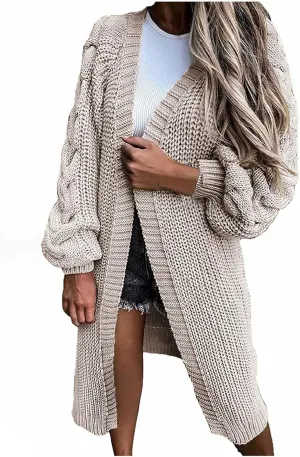Fall Cardigan Sweaters for Women 2023 Trendy Open Front Long Sleeve Chunky Cable Knit Jacket Outerwear Coats