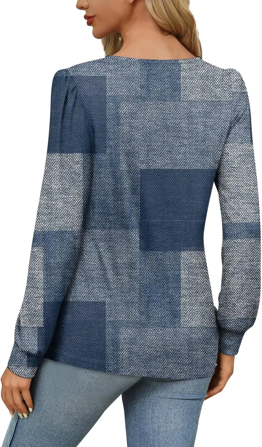 Fall Tops for Women Long Sleeve Round Neck Shirts Trendy Ruched Blouses Dressy Casual Floral Print Top Casual Clothing