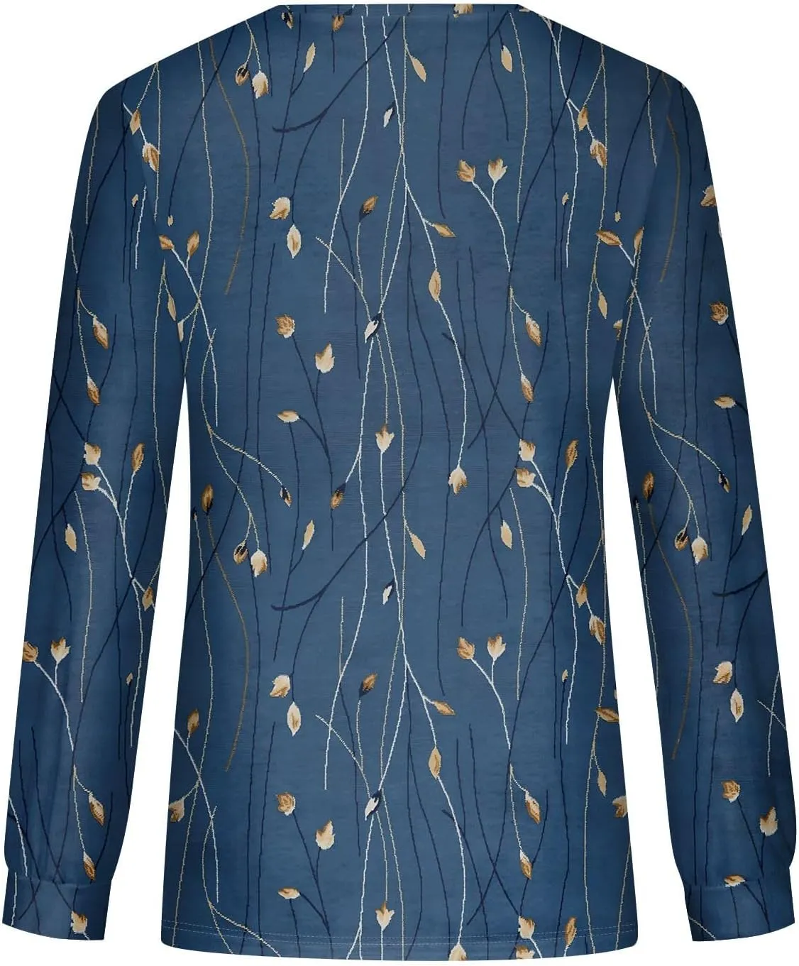 Fall Tops for Women Long Sleeve Round Neck Shirts Trendy Ruched Blouses Dressy Casual Floral Print Top Casual Clothing