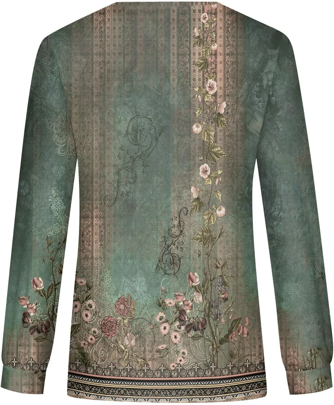 Fall Tops for Women Long Sleeve Round Neck Shirts Trendy Ruched Blouses Dressy Casual Floral Print Top Casual Clothing