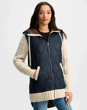 Long Sleeve Barrows Knit Sleeve Quilted Jacket Navy/Heathered Sand